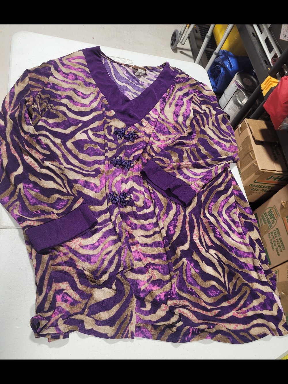 Purple Zebra-Print Women's Blazer Jacket with Frog Closures